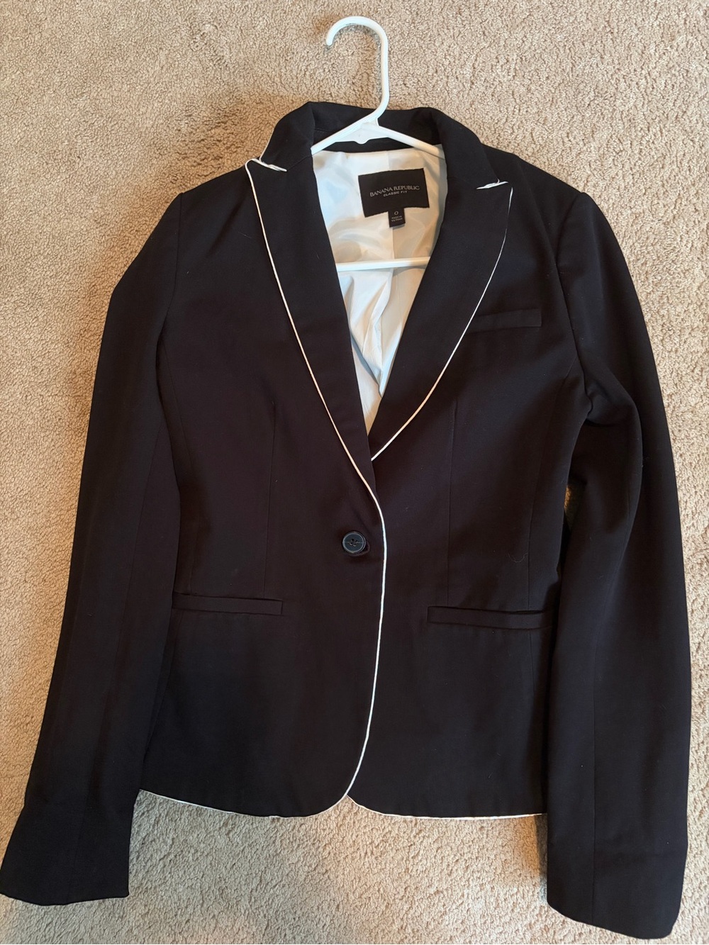 Banana Republic Black Blazer with White Piping
